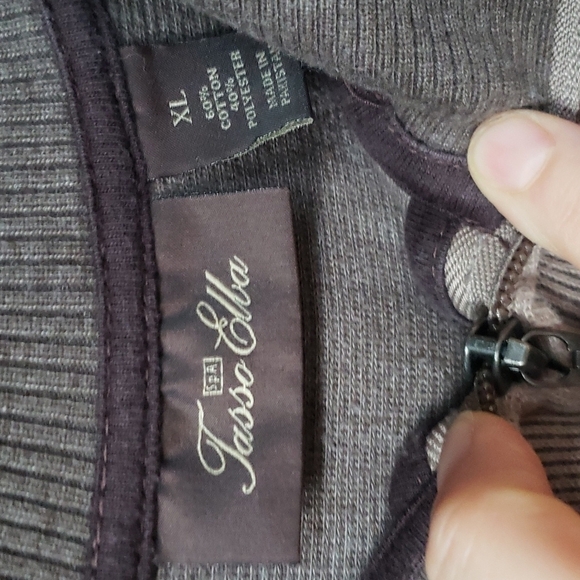 Tasso Elba Sweater SZ XL Quarter Zip brown tan - Picture 4 of 6